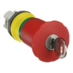 TIPKA ZA USTAVITEV STROJA, MPEK4-11R PUL.GOBASTA 40MM RDEČA S KLJUČEM