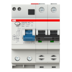 KOMBINIRANO ZAŠČITNO STIKALO (RCBO) ABB, DS202AC, 10A, KARAKTERISTIKA C, 30MA, 2P, TIP AC